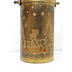 Lampion metalowy ażurowy Świąteczny Złoty